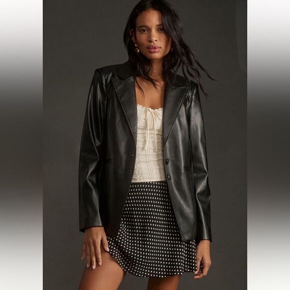 NWT PAIGE Charli Relaxed Faux Fur Leather Single Breasted Blazer - Picture 6 of 9